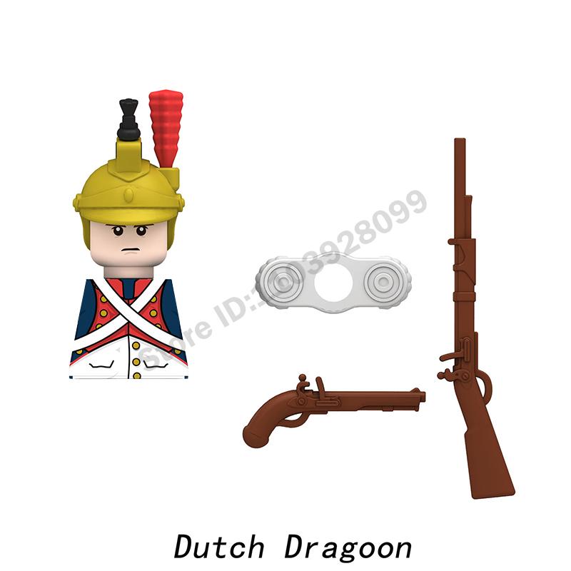 Middle Ages Military Napoleonic Wars Figures Building Block British French Prussia Infantry Knight General Duke Characters Brick