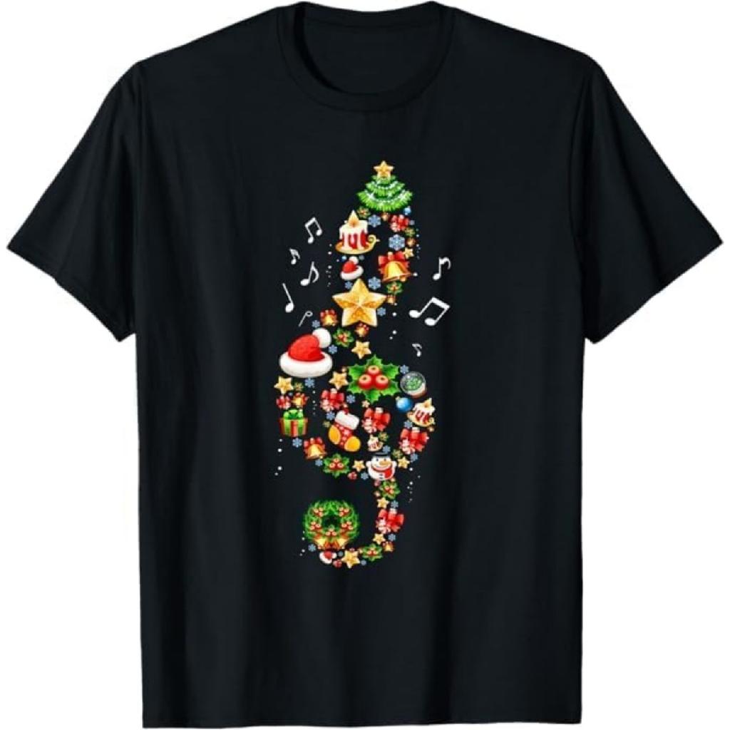 Christmas Musical Note Music Lover Teacher Sing Carols Xmas T-Shirt NDSP Mens Womens Tank Top Sweatshirt Hoodie 799 Black