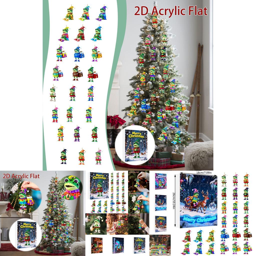 Christmas Frog Acrylic Advent Calendar With 24 Pieces For Festive Tree Ornaments