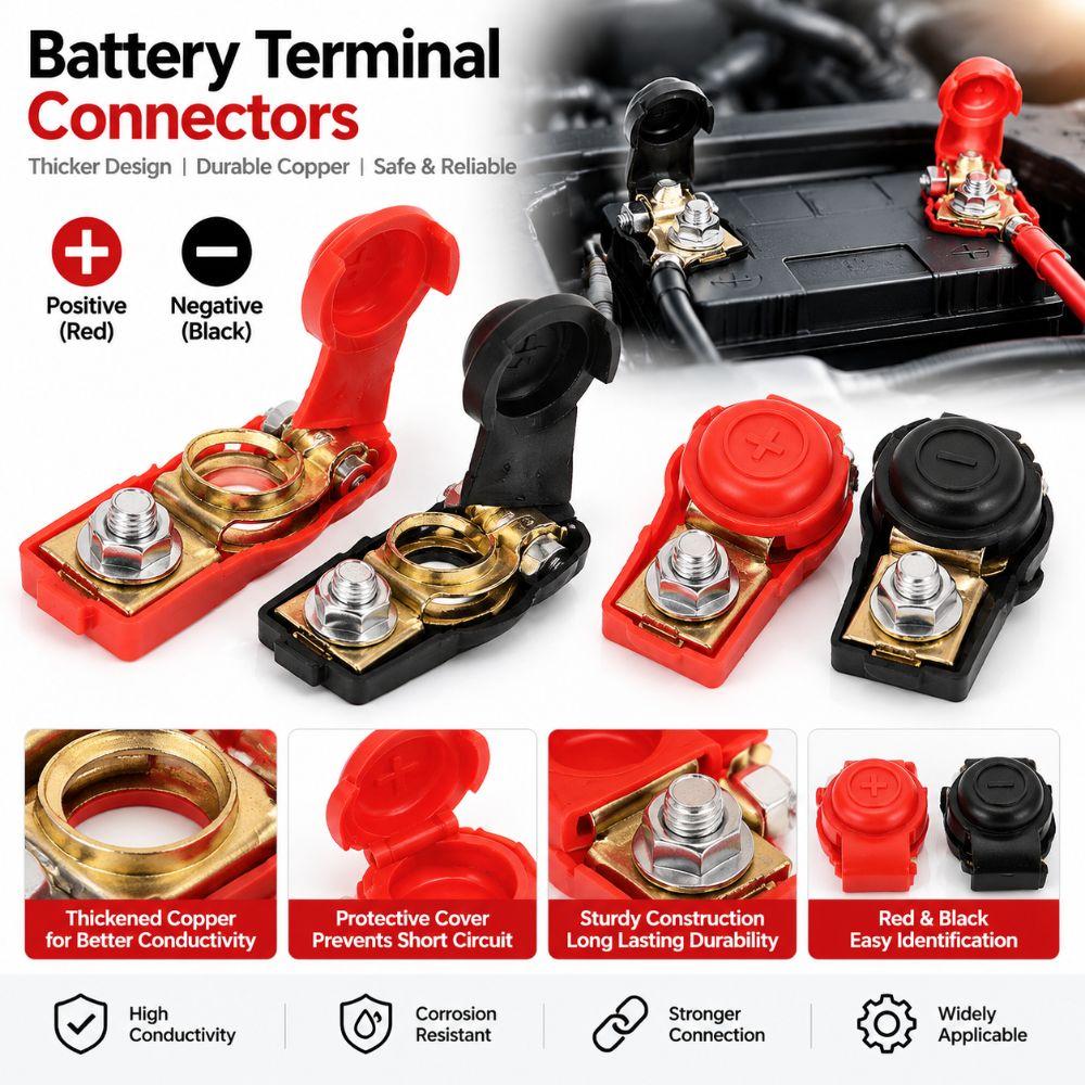 2pcs Quick Release Battery Terminal Clamp Negative Positive Top Post Clamp Truck Accessories