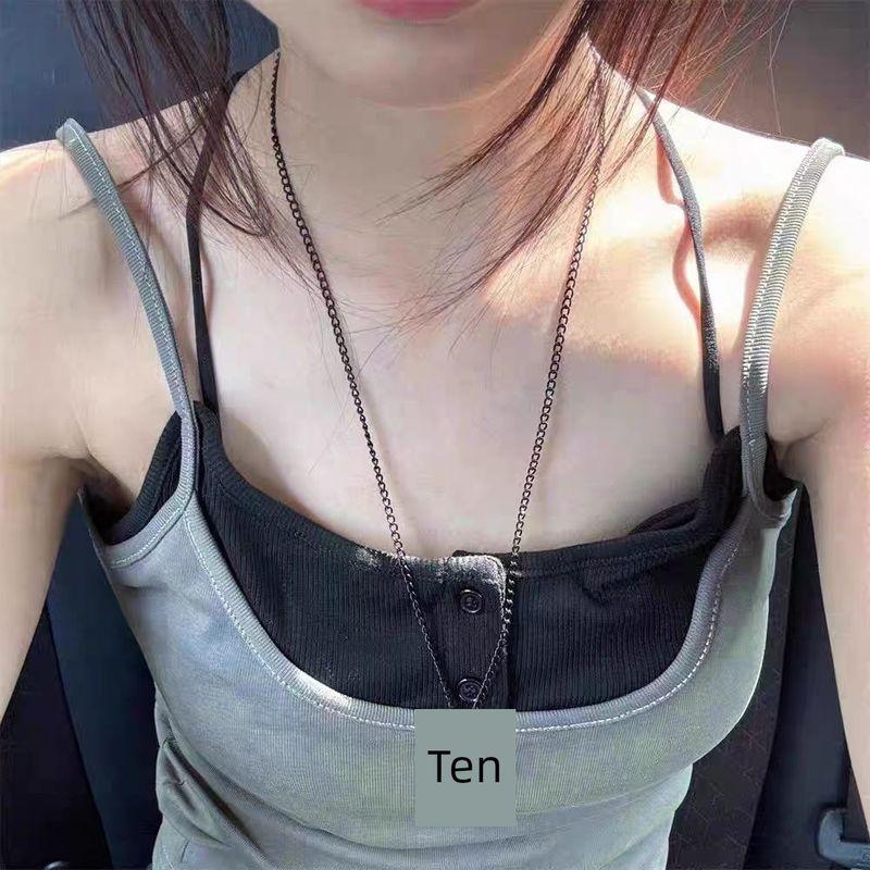 European and American Simple High-Grade Cold Cross Necklace Men s and Women s Long Twin Choker Sweet Cool All-Matching Accessories Black Sweet & Edgy Cross Necklace