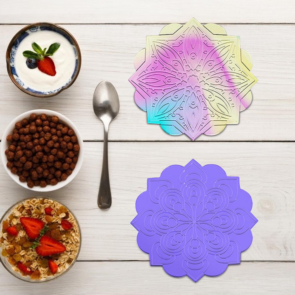Diy Crystal Epoxy Resin Mold Square Mandala Flower Coaster Silicone Molds Home Decoration Cup Mat Pad Mold DIY Handmade Craft