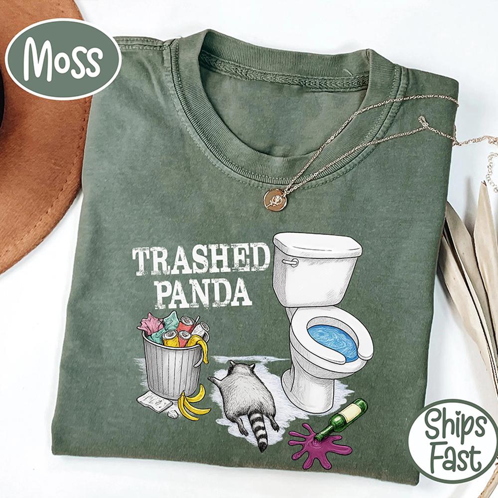 Trashed Panda Funny Drunk Raccoon Tshirt Trash Panda Humor Gift Party Animal Joke Graphic Unisex Y2K Casual Shirt Streetwear
