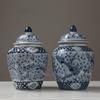 Creative Ceramics Chinese Retro Storage Tank Vase with Cover Crafts Decoration Tea Jar Candy Storage Jar Modern Home Decoration