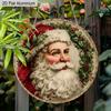 2D Flat Aluminium Rustic Christmas Sign with Santa Claus Pattern - Artistic Christmas Figurine Ornaments - Ideal for Front Door, Wall, Porch, Window