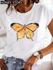 Dragonfly Butterfly Print Base Top Loose Women's Short-sleeved T-shirt Round Neck Oversized T Shirt  Women Clothes