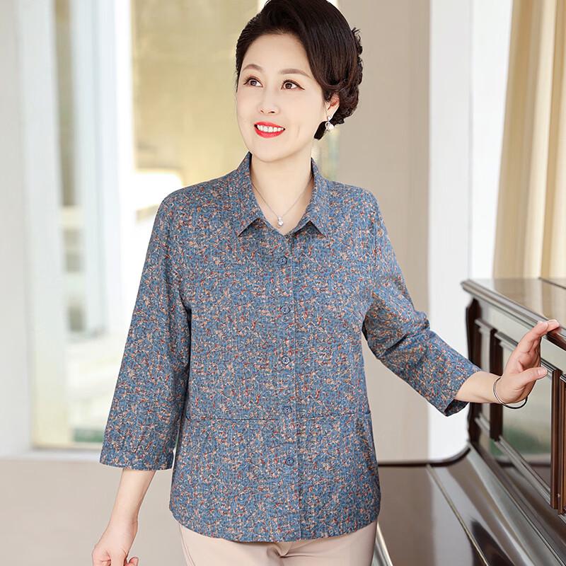 Women s 100% Cotton 3/4 Sleeve Casual Shirt 2XL