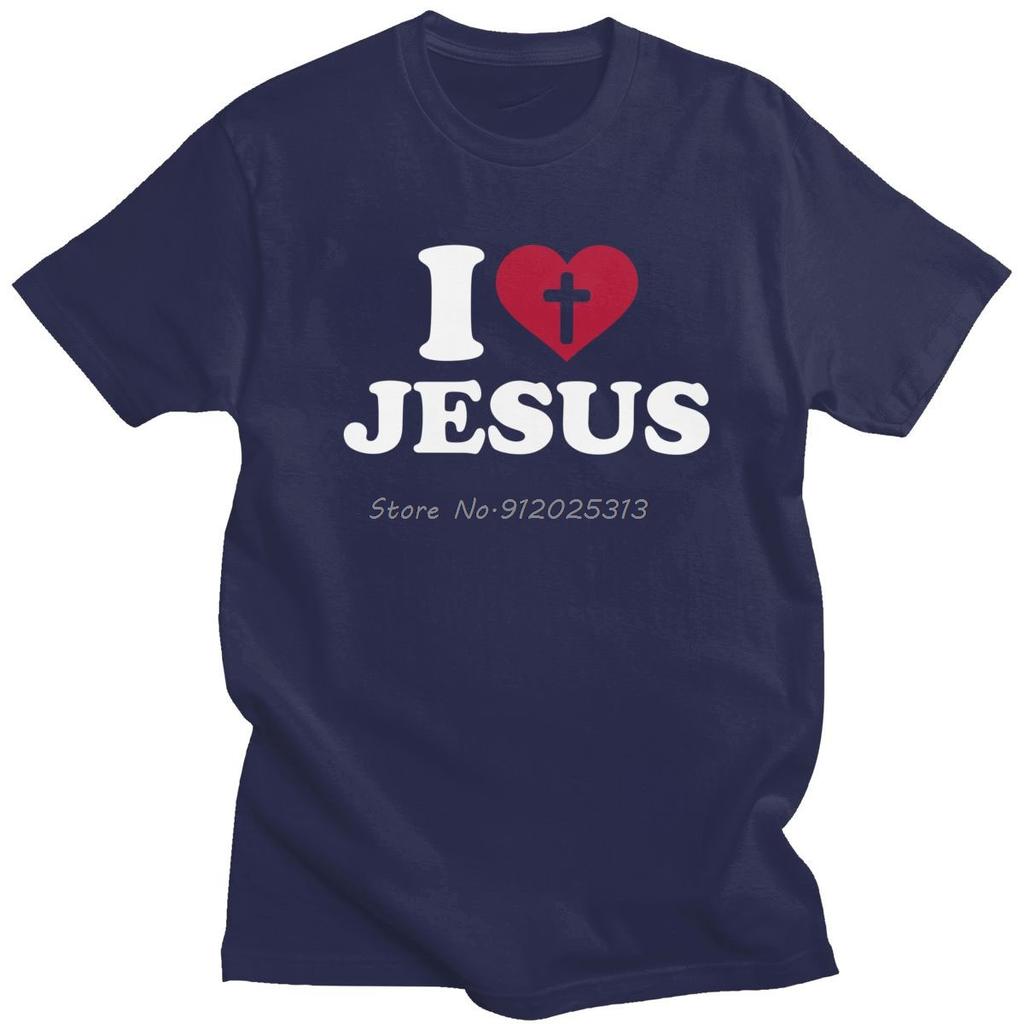 I Love Jesus T Shirt For Men Short Sleeved God Cross Religion Tshirt Church Christian Tshirt Fashion Cotton Tee Top  Gift