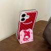 Aesthetic Red Strawberry My Melody Phone Case For iPhone 17 16 15 14 Pro Max Cute Polka Dot Gingham Stand Protective Cover for W
