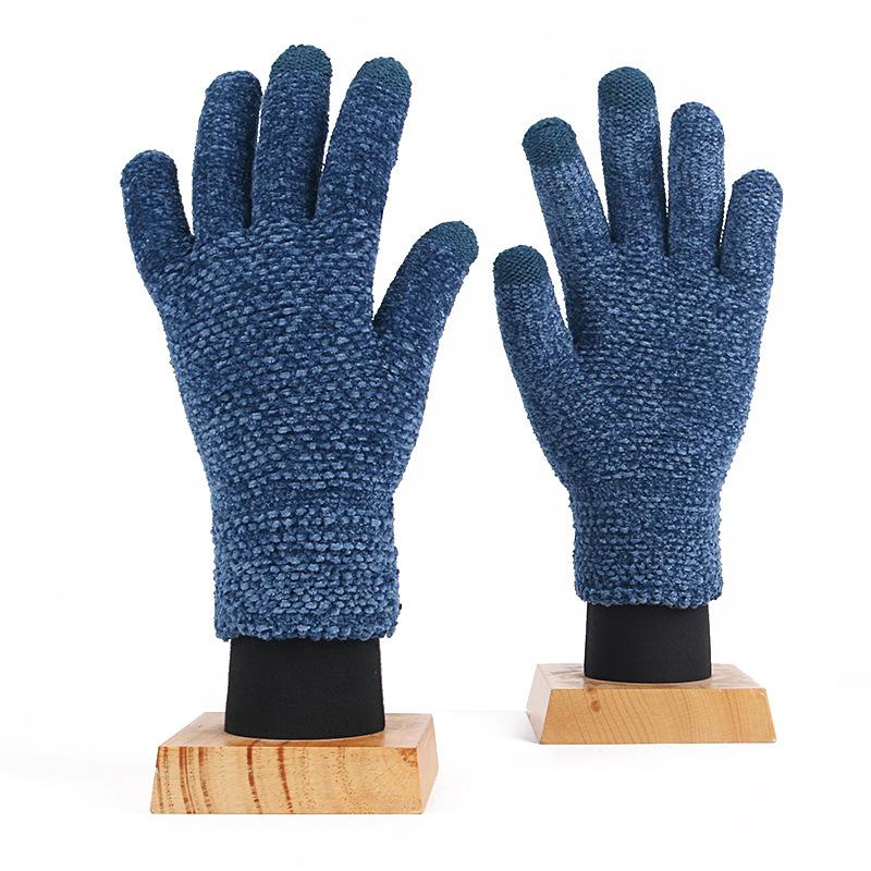 Chenier gloves women's winter outdoor cold and warm knitted gloves adult five-finger gloves men