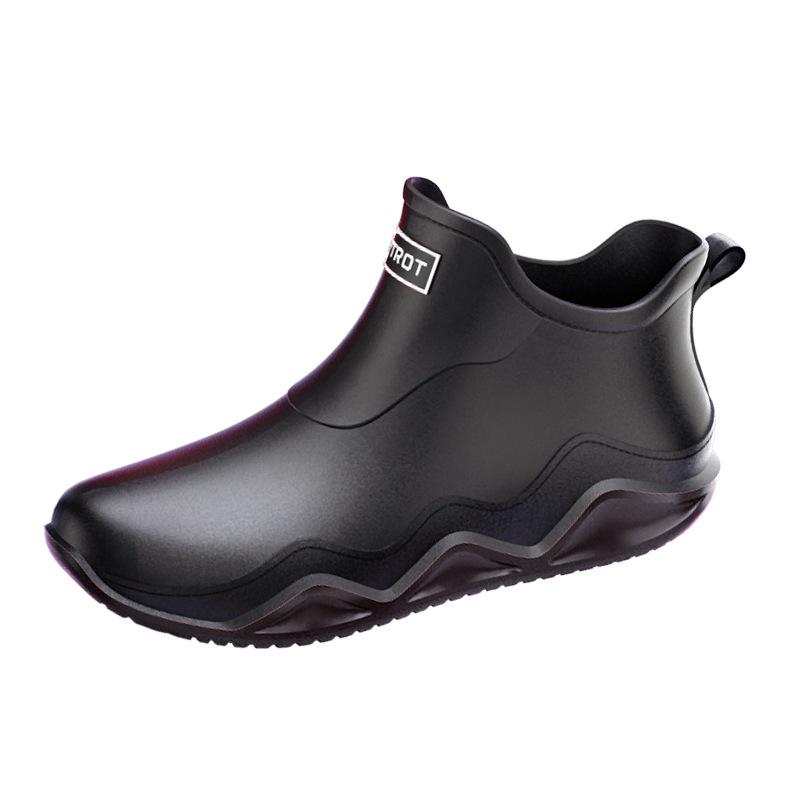 Water shoes short tube couple rain shoes men's low-top outer wear thick-soled shallow mouth non-slip rubber shoes men and women
