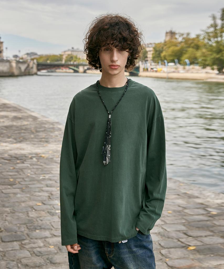 Peullukeu Pigment Long Sleeve T-Shirt Blue Green Flt701