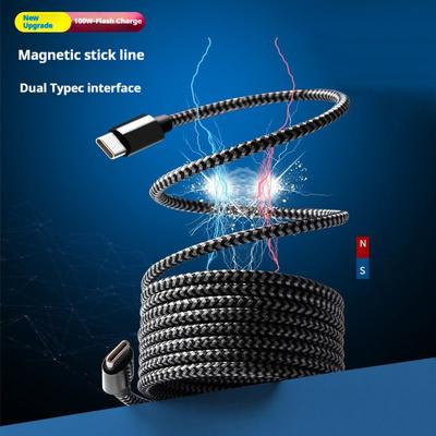 PD 100W Magnetic Suction Anti Winding Type C C To C Cable Fast Charge Cord Wire For Iphone 16 Samsung Huawei Xiaomi Lenovo