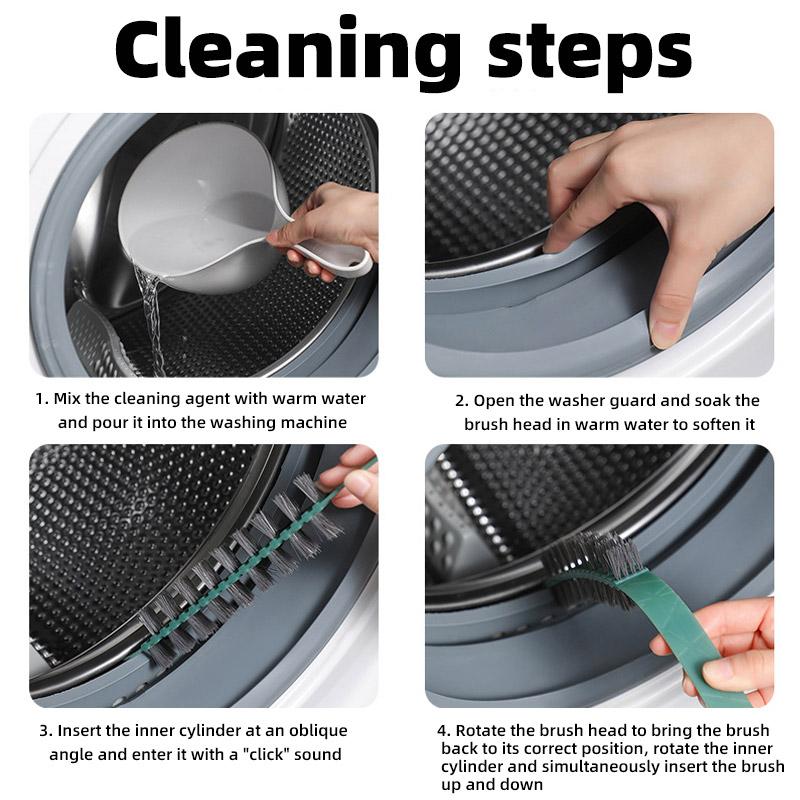 Trommelwaschmaschinen-Reinigungsbürste mit langem Griff und Wellenrad, Bürste für innere Artefaktlücken in der Waschmaschine, Trockner-Flusenentfernerbürste
