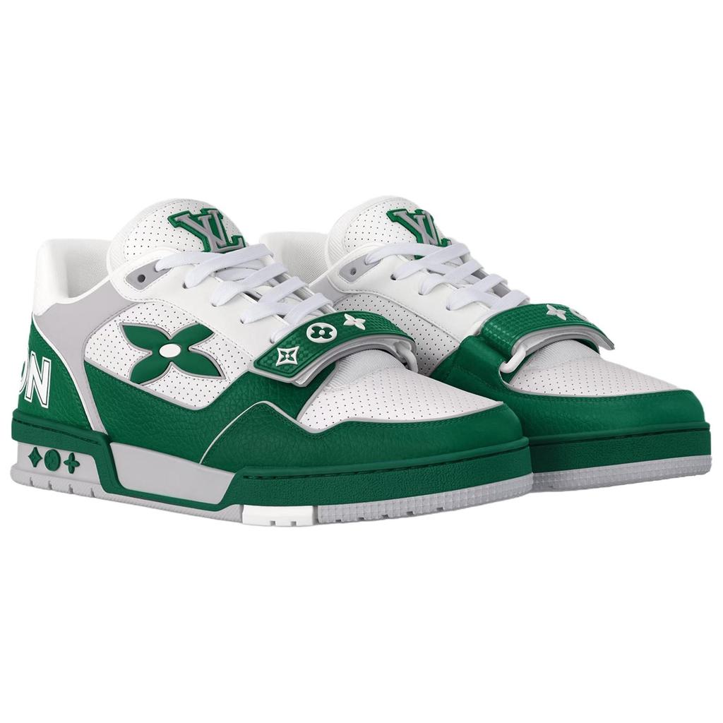 LOUIS VUITTON Trainer Cow Leather Low top Skateboard Shoes Men's Green 1AHTCP