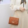 Rhombus Embroidered Lock Chain Small Square Bag, a New Versatile One-shoulder Messenger Women's Bag