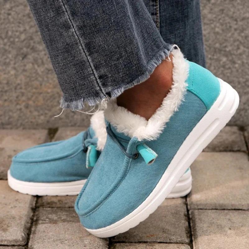 Winter New Thick-soled Snow Boots for Women, Piled and Thickened Fluff To Keep Warm, Large-size Cross-border Sewn Cotton Shoes for Women