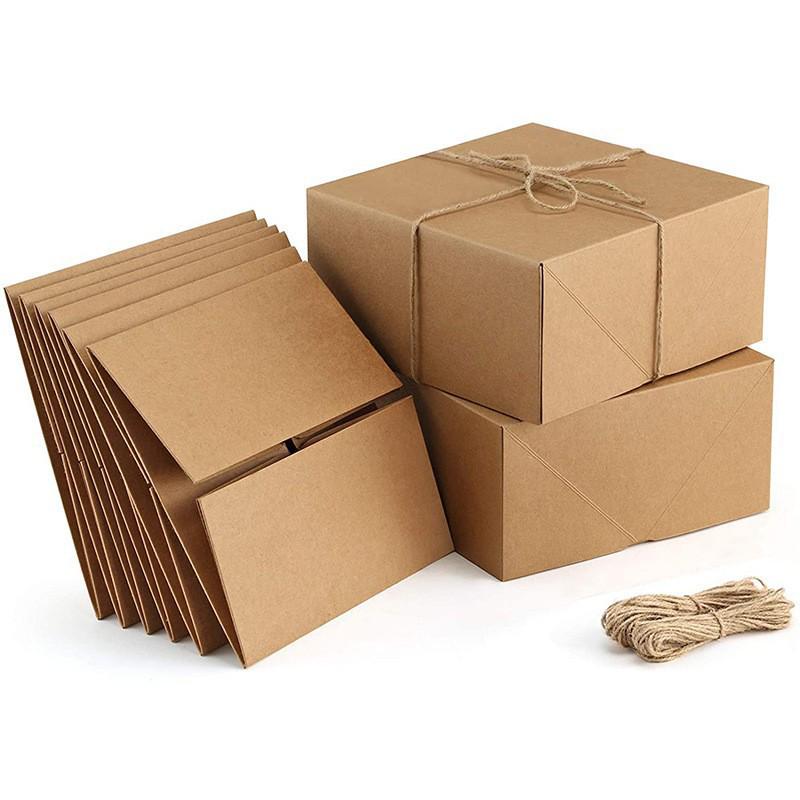 Retro Kraft Paper Gift Box with Hemp Rope and Adhesive Corners