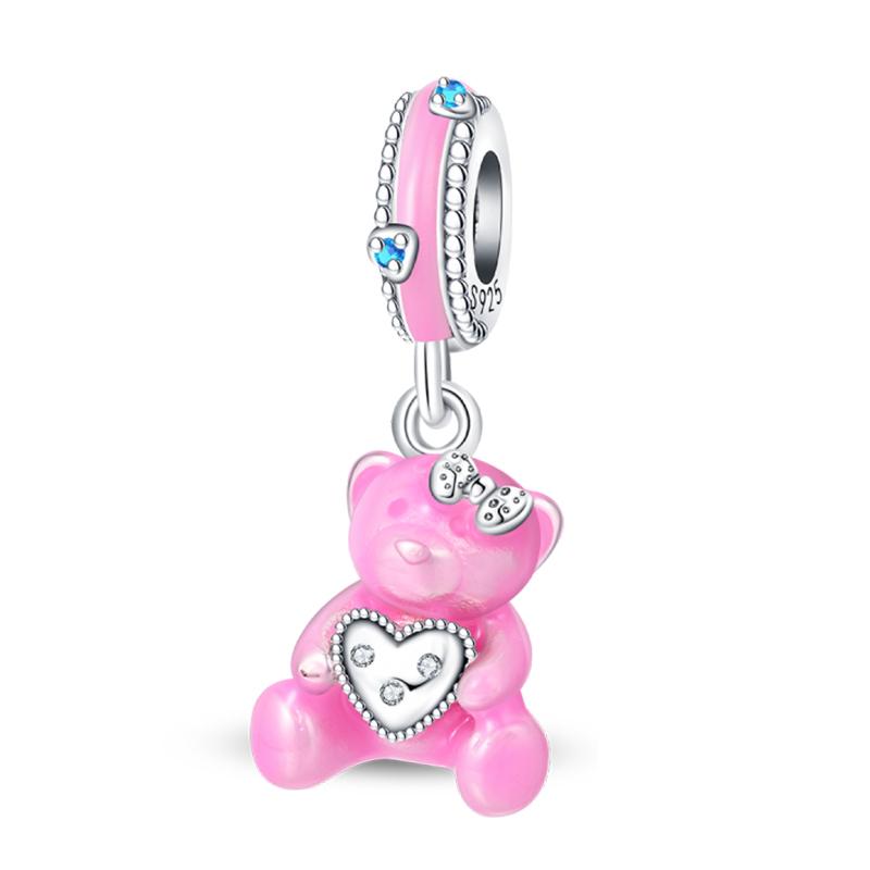 Copper Metal Bear Rabbit Koala Rainbow Horse Flamingo Princess Charm Bead Components Bead Components Compatible With Pan Authentic Original Bracelets