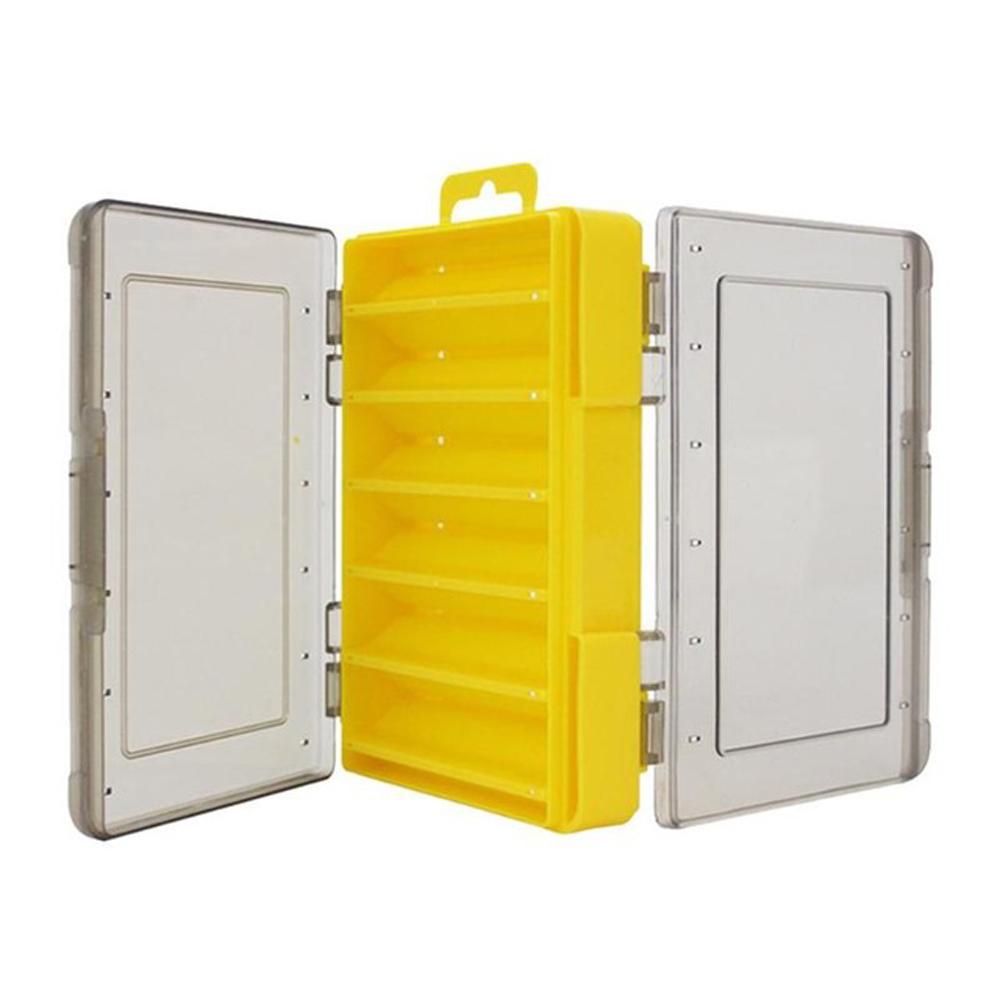 

Baits Container Hook Case Lure Storage Box Fishing Tackle Box 12 14 Compartments Double Sided 14x10.5x3cm светло-желтого