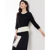 Xinfieyu Elegant Black Two-Piece Skirt Set for Petite Women