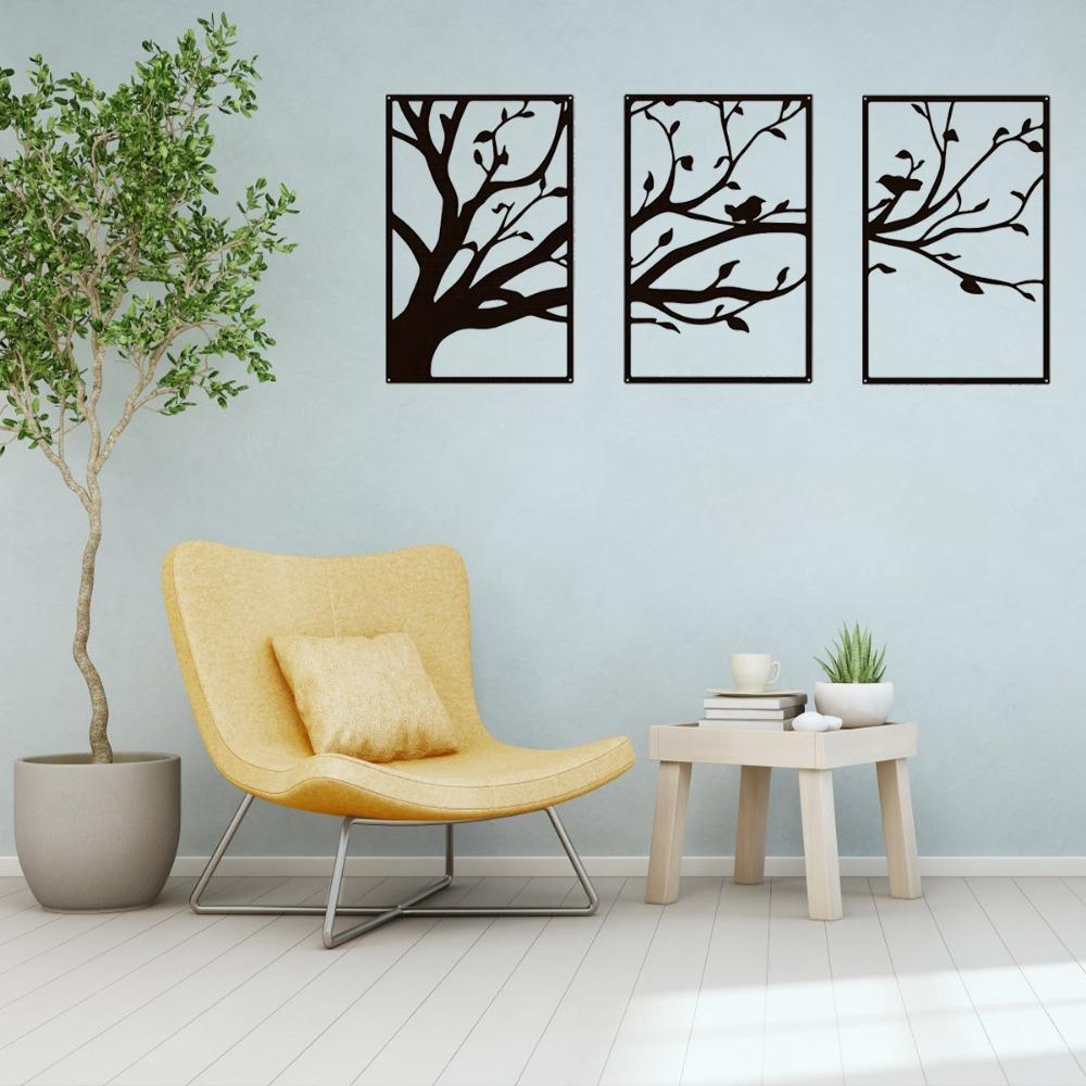 3pcs/set Tree Of Life Metal Wall Art - Branches Decor for Living Room & Office Wall Decoration