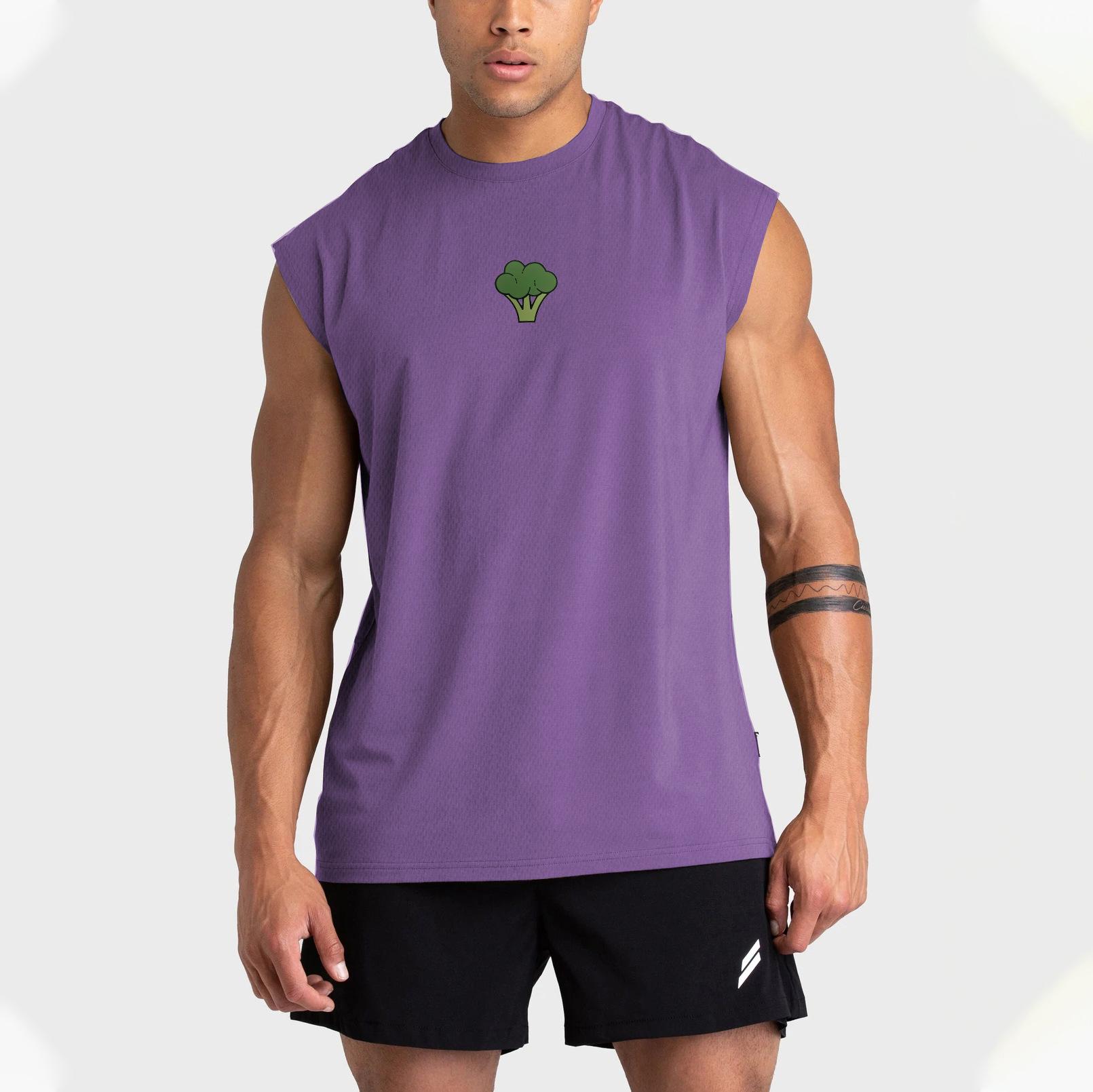 Men s Trendy Wide Shoulder Sleeveless Fitness T-shirt M