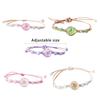 Adjustable Waxed Cord Bracelet Handmade Ceramic and Glass Flower Beads Wristchain Everyday Wear Wristband Jewelry
