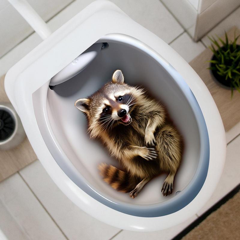 Toilet Seat 3D Decals Animal Decals Toilet Seat Cover Stickers Room Ornaments 3D Stickers For Kitchen Living Room Bedroom Nurser