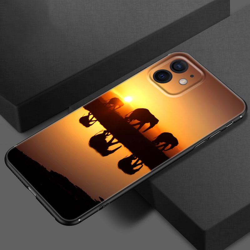 Animal Elephant Phone Case For Apple iPhone 13 12 Mini 11 Pro XS Max X XR 8 7 6S 6 Plus SE 2020 5S 5 Soft TPU Black Cover