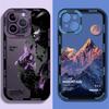 INS Lila Blau Sonnenuntergang Schneebirge Handyhülle Für iPhone 14 15 13 12 11 Pro Max XR X XS Natürliche Landschaft Stoßfester Bumper Schutzhülle
