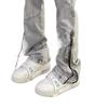 2023 Men's Flared Washed Jeans with Zipper: American High Street Style