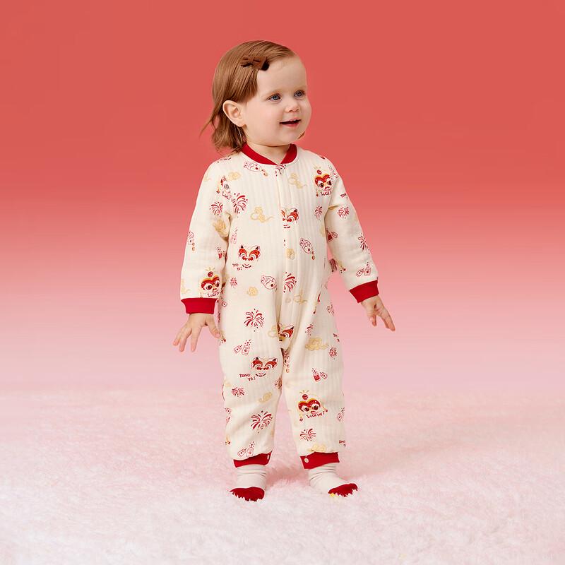 TONGTAI Baby Festive Pure Cotton Warm Jumpsuit 90cm