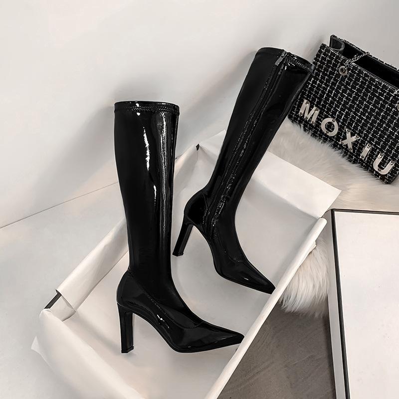 fashion Sexy High Heel Women Knee-High Boots Fashion Pointed Toe Shoes Autumn Winter Women's Knight Long Booties