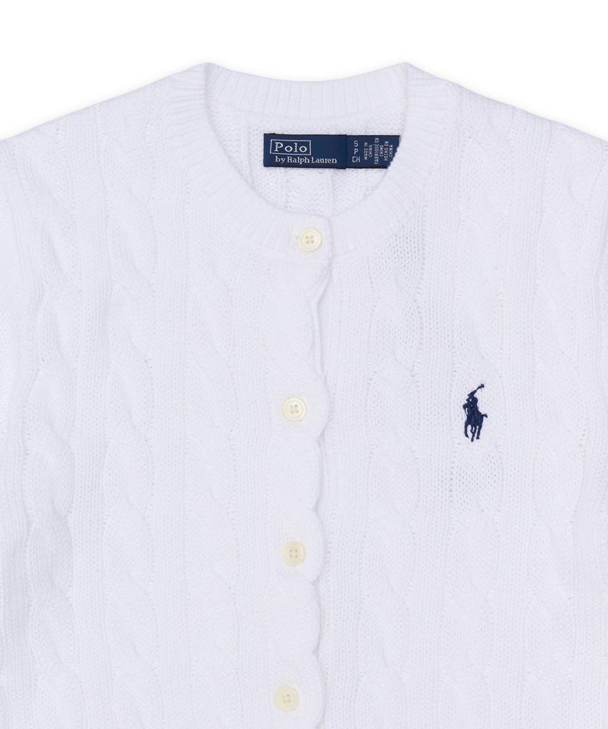 POLO RALPH LAUREN Cable Knit Cotton Short Sleeve Cardigan - White