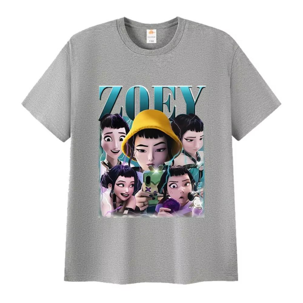 K-Pop Zoev Dämonenjäger Anime Grafikdruck T-Shirt Herren Damen Harajuku Mode Übergroße T-Shirts Lässige Baumwoll-Tops T-Shirts