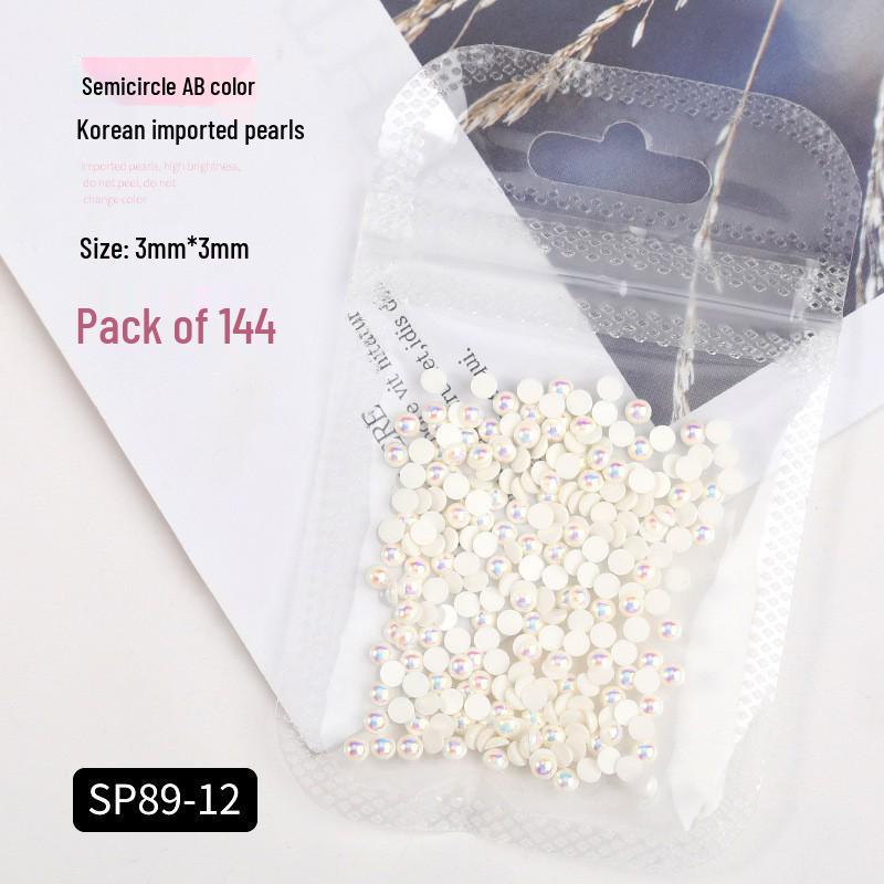 Korean Iridescent AB Pearl Nail Art Stickers - Various Sizes & Shapes