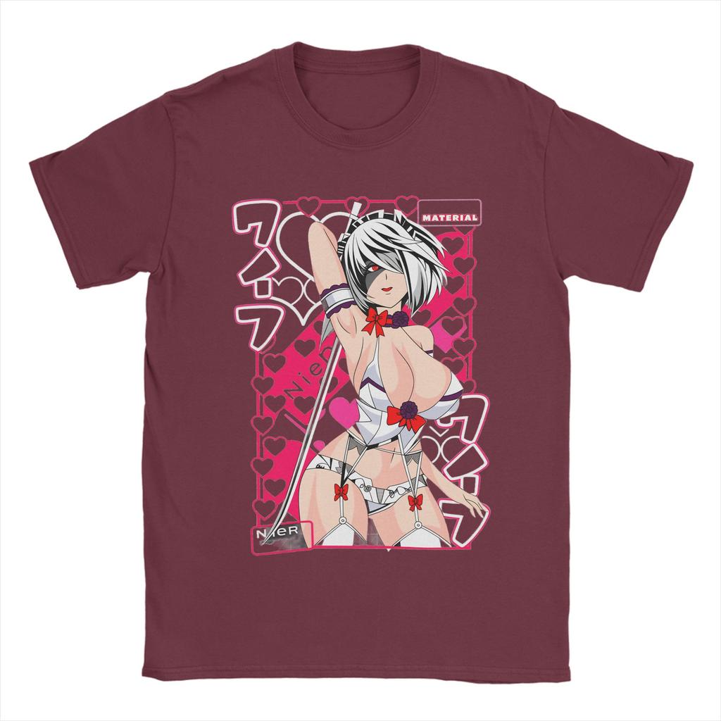 YoRHa 2B Anime Game Fans Art T Shirt Summer Harajuku T Shirts Unisexs 100 Cotton ONeck 4XL 5XL 6XL Tees Short Sleeve Tshirt