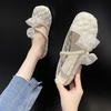 Bow Bag Head Slippers Women's Outer Wear 2025 Summer Thin Mesh Breathable One Pedal Flat Lazy Maternity Shoes