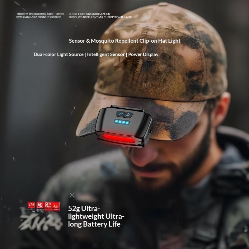 Intelligent Charging Induction Headlamp Fishing Hat Clip Light Outdoor Red Light Headlamp Charging Portable Hat Clip Light