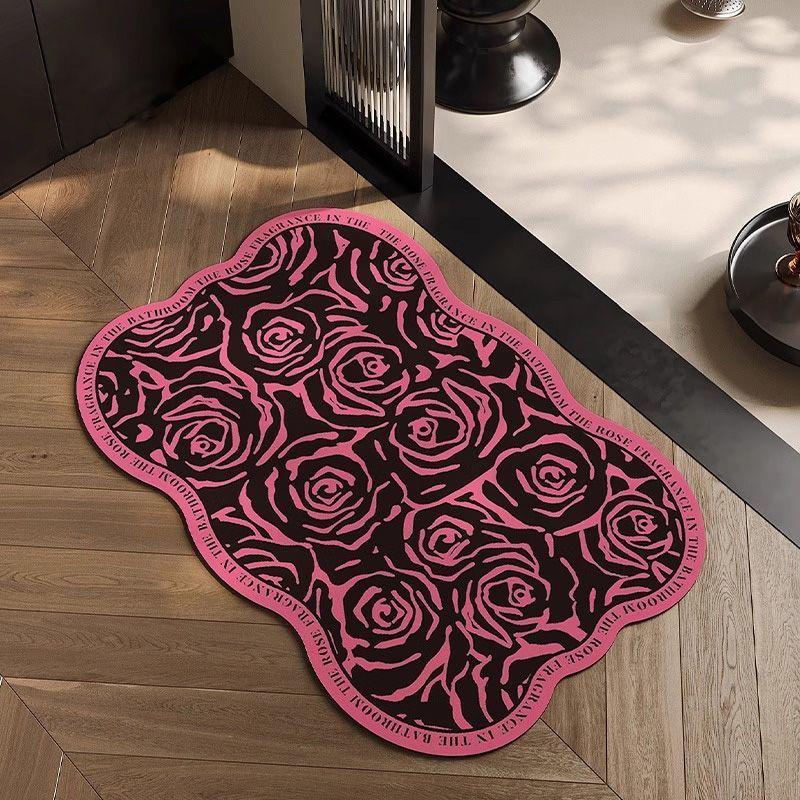 Toilet pink soft diatom mud absorbent foot pad bathroom retro quick-drying non-slip floor mat toilet door carpet