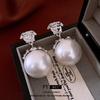 Vintage Silver Pearl Drop Earrings - Retro High-End Fashion for Women