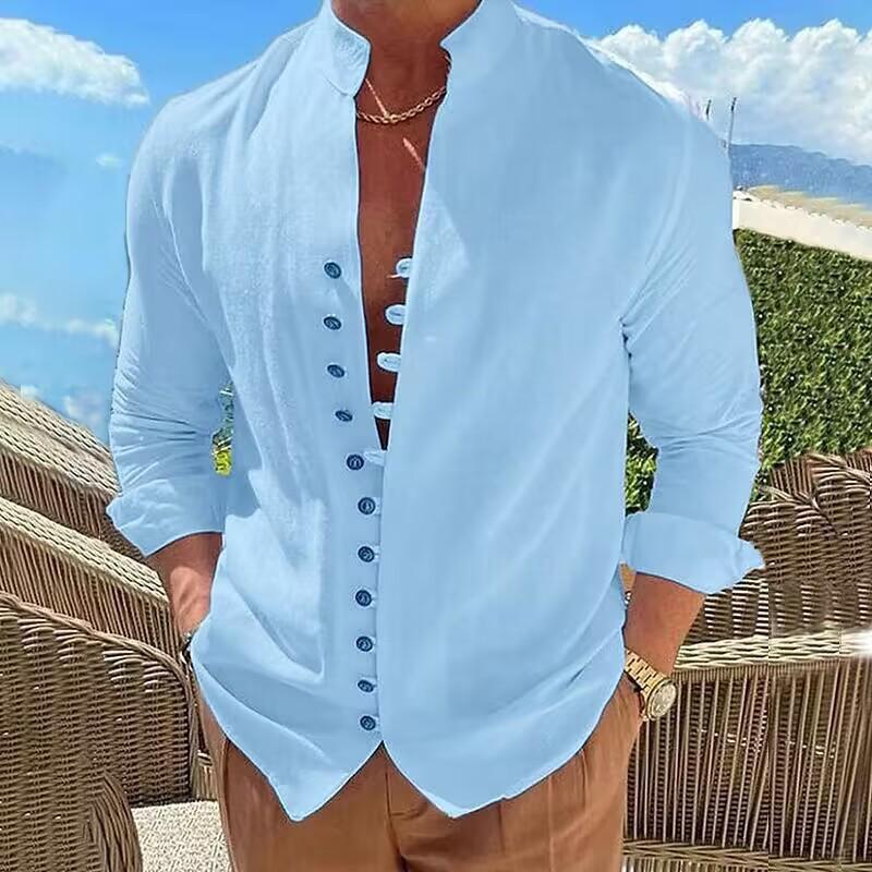 Linen button casual shirt summer shirt new flat lead summer daily vacation wear