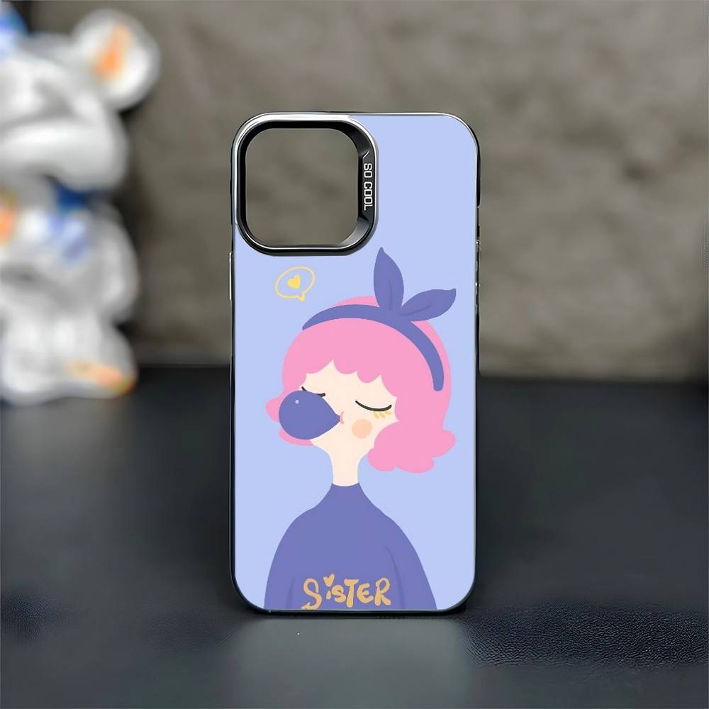 Sweet girl Phone Case For iPhone17,16,15,14,13,12,11 Plus,Pro Max Black Matte Shockproof Cover