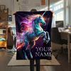 1PC Custom Name Unicorn Fantasy Garden Patterned Flannel Blanket Suitable For All Seasons for Home Decor Warmth and Comfort Gifts Holiday Present_lx