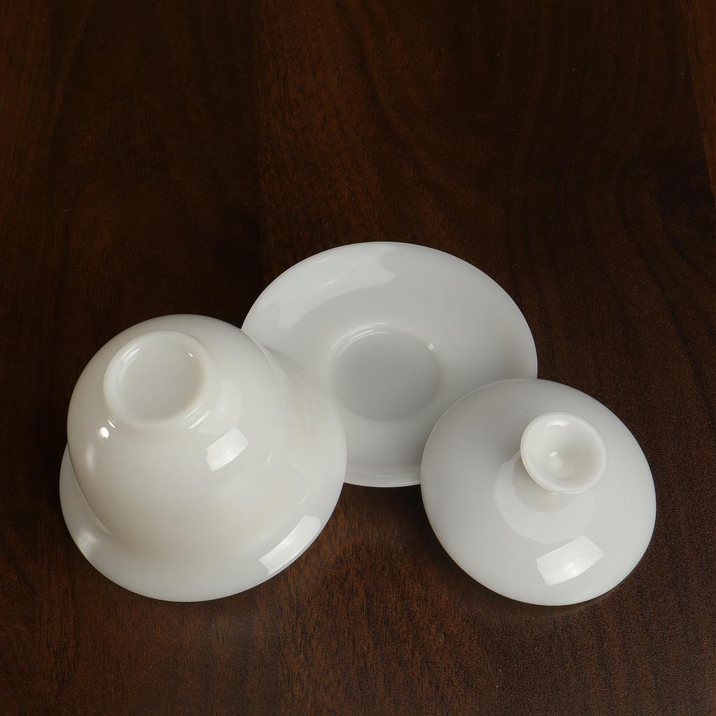 Unpolished Jade Porcelain 120ml Tea Brewing Bowl - Pure White, Ice Type, Lidded for Home Use.