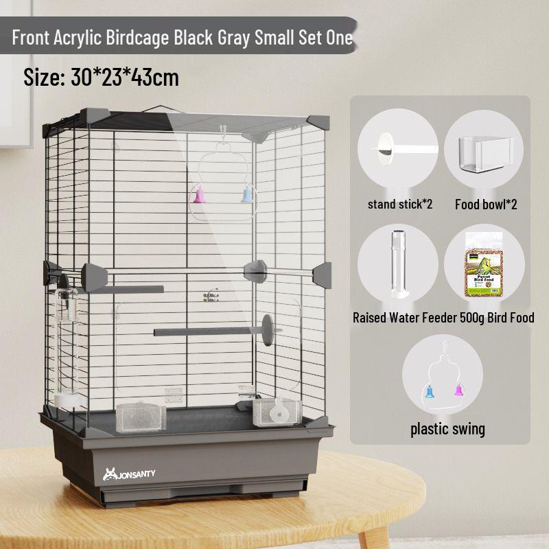 Large Transparent Acrylic Bird Cage with Toilet for Cockatiels and Parrots