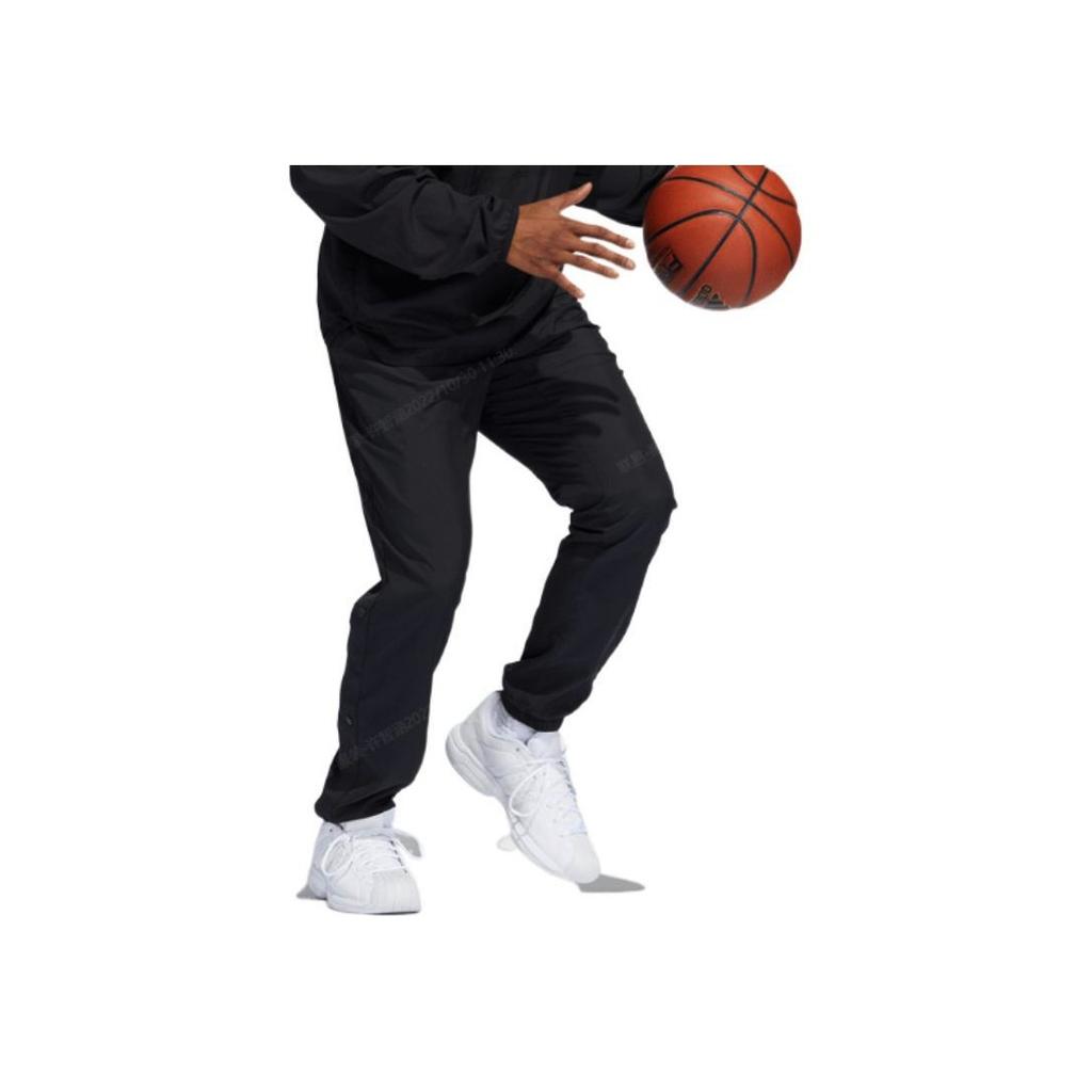 Adidas Originals Trefoil Solid Casual Basketball Pants Men Bottoms Black HF4198