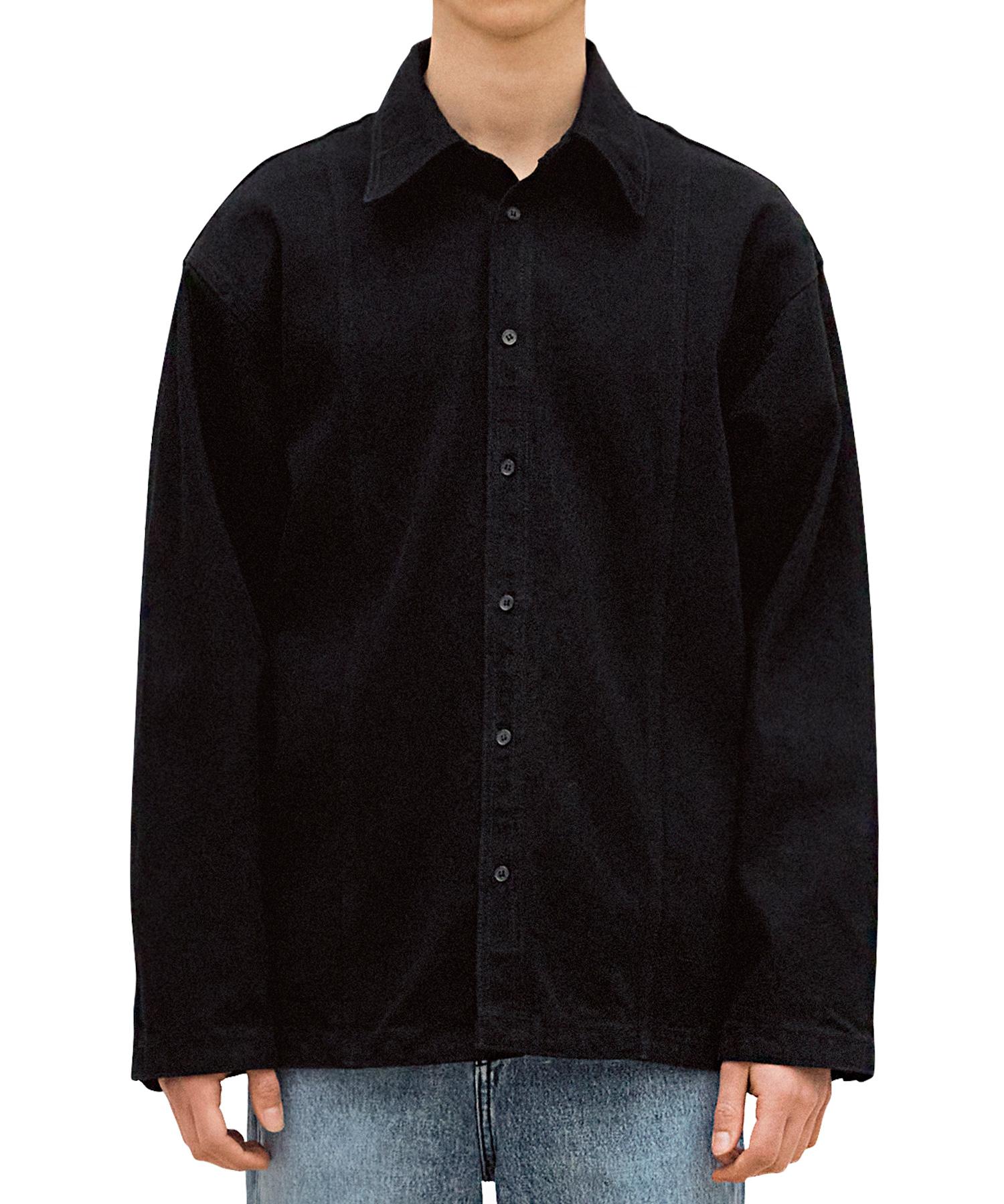 Rap One One Semi-Overfit Side Line Pocket Denim Shacket (Black) L