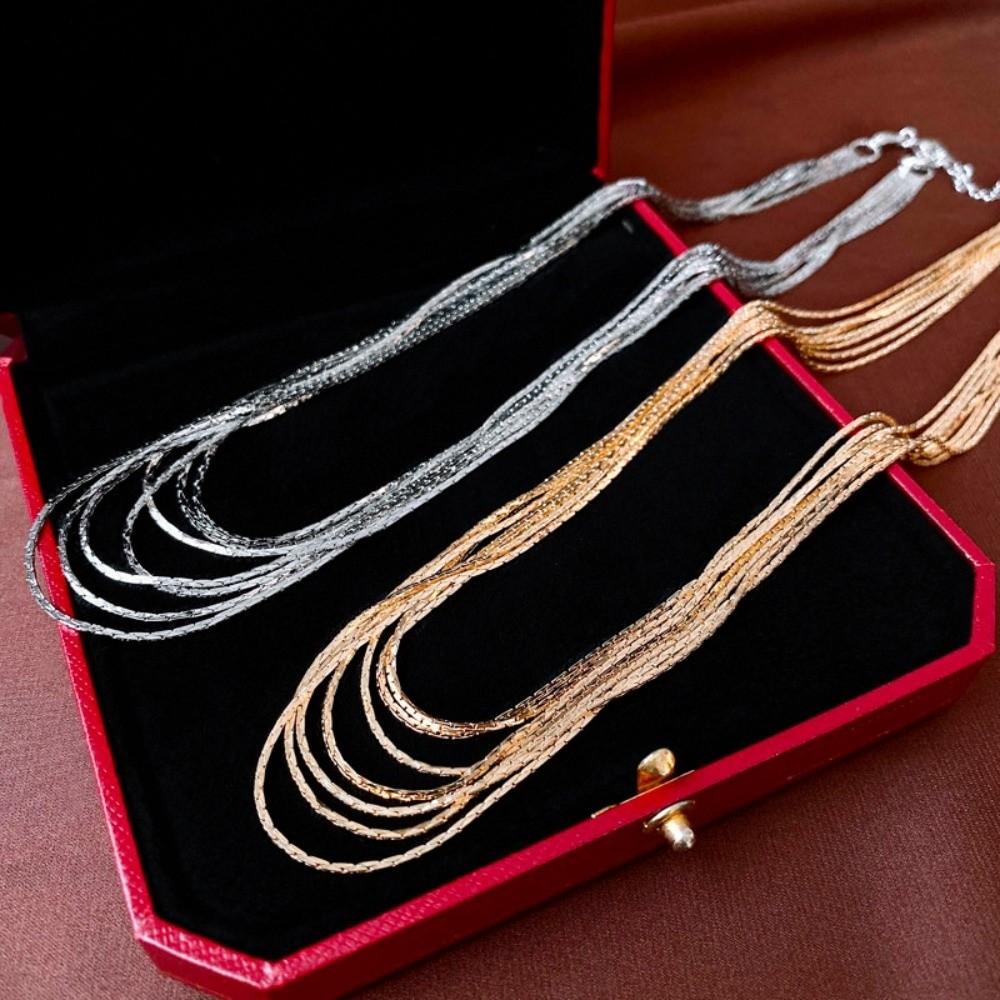 Copper Link Long Tassel Choker Exquisite Luxury Jewelry Multi-Layer Tassel Necklace Wedding Bridal